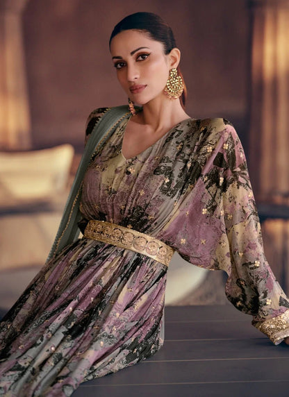 Gorgeous Multi Color Purple SYKS - Indian Dress House 786
