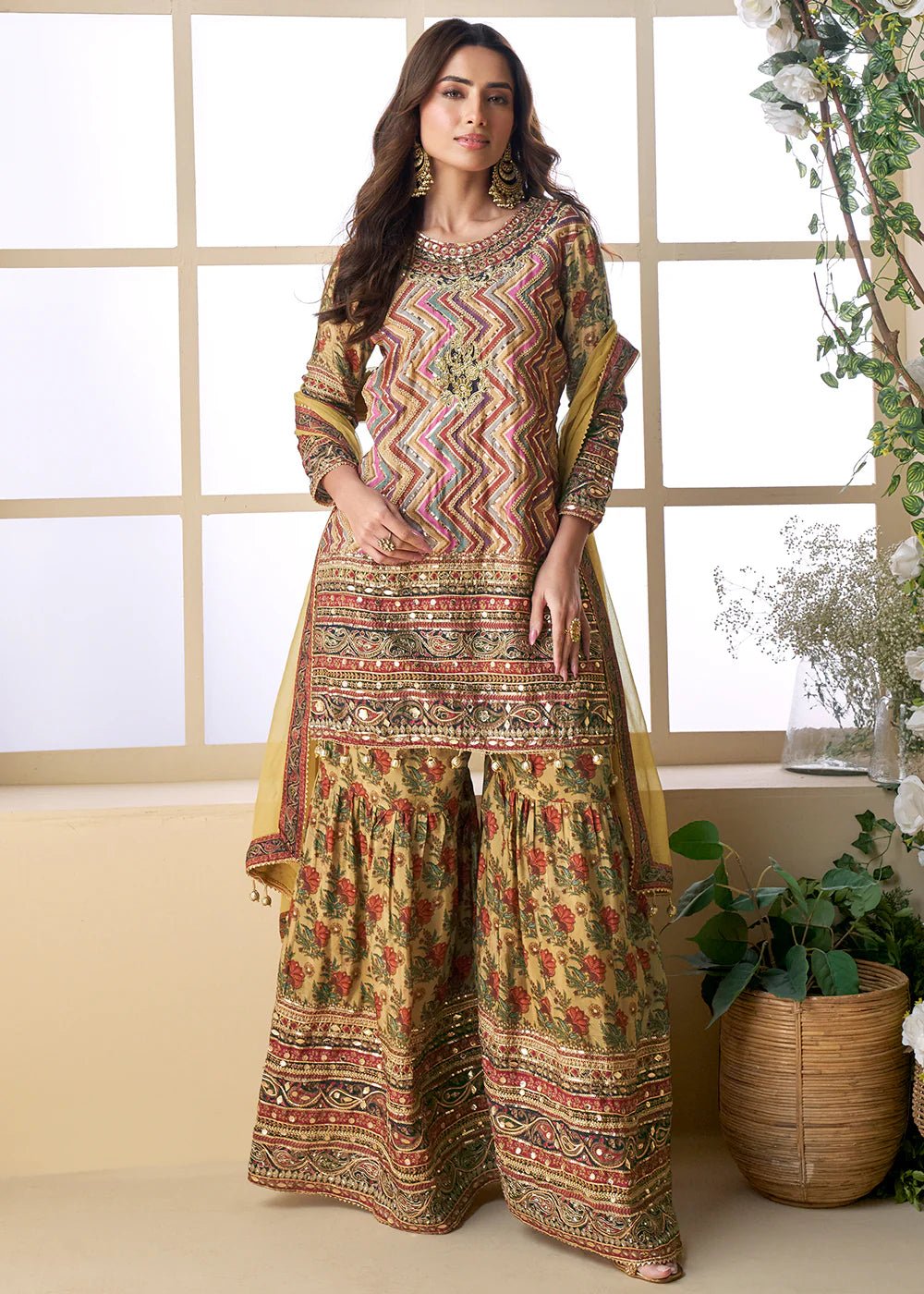 Gorgeous Multi Color Yellow SPK - Indian Dress House 786