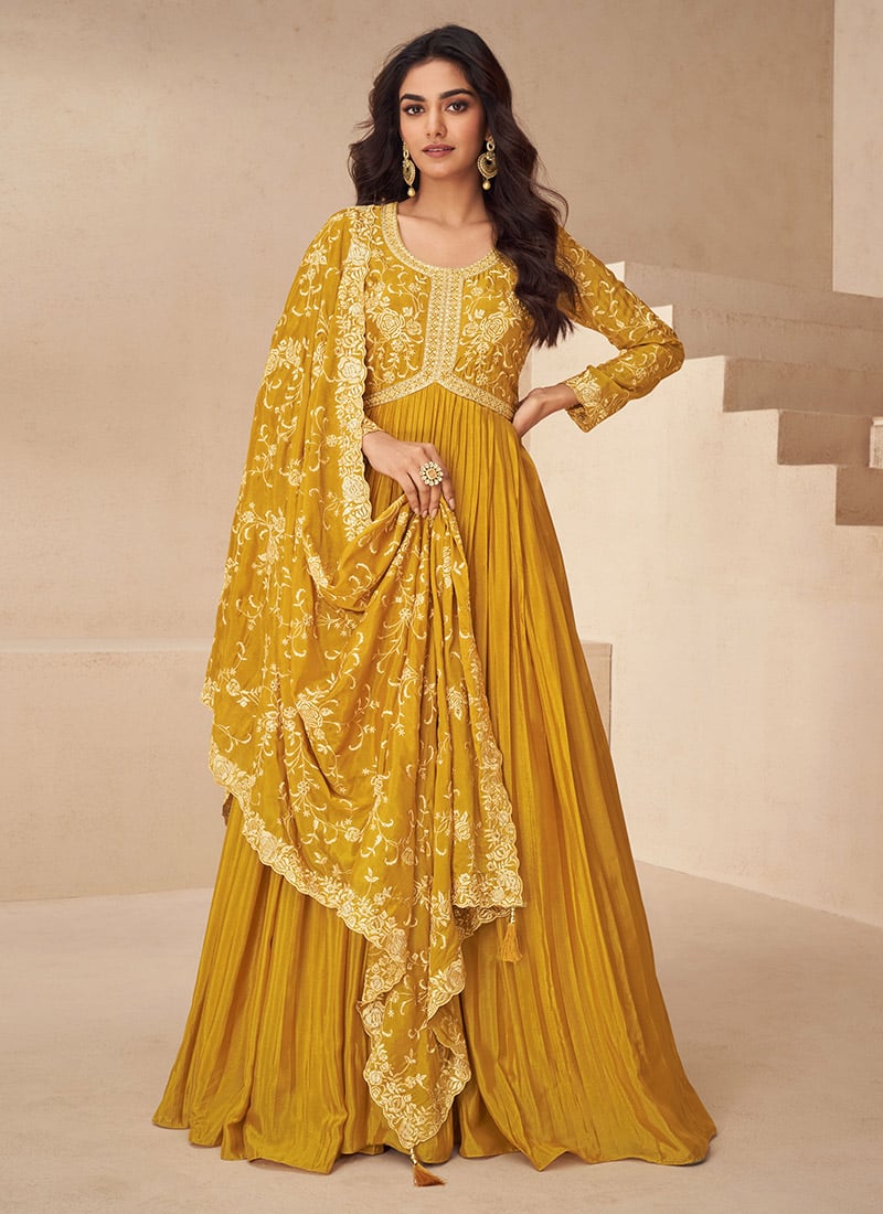 Gorgeous Mustard Yellow AKSF - Indian Dress House 786