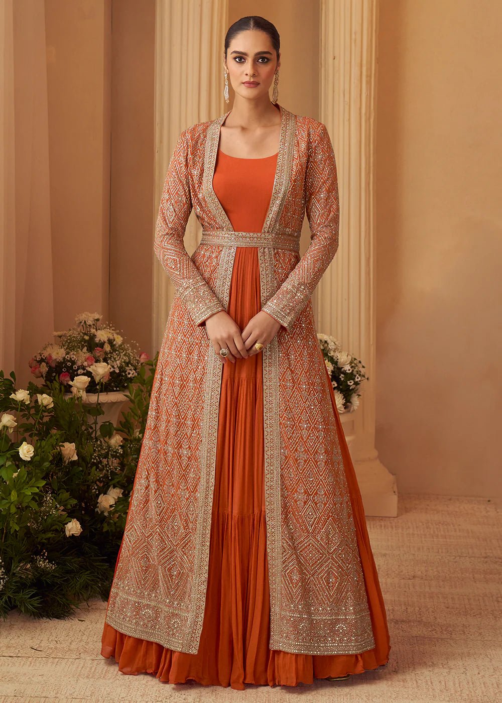 strapless open back dress Gorgeous Orange SYKJ