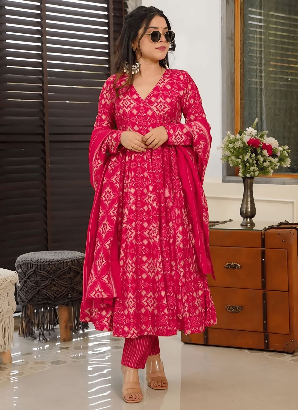 Gorgeous Pink Abstract LC VYM 1006 FVD - Indian Dress House 786