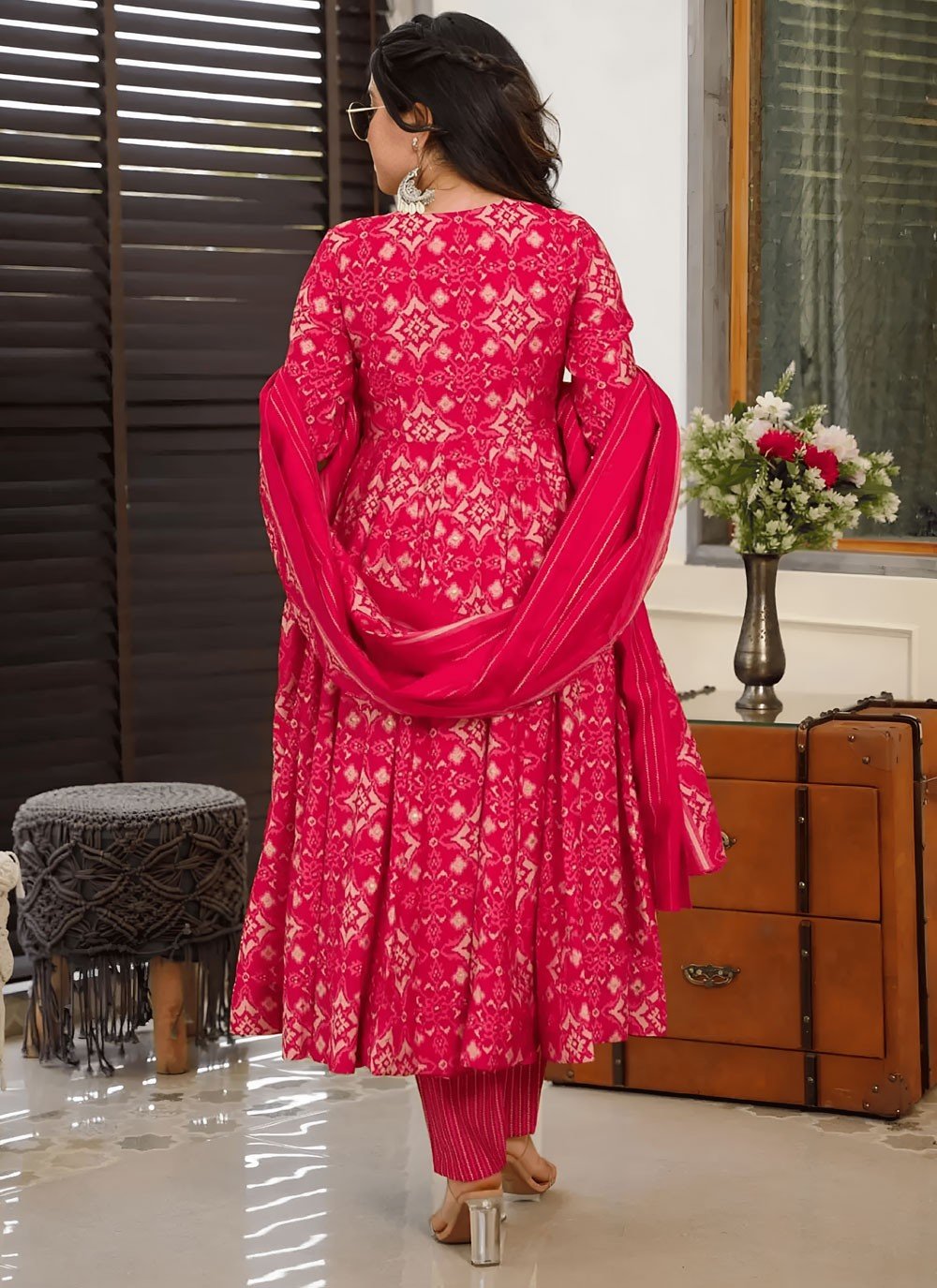 Gorgeous Pink Abstract LC VYM 1006 FVD - Indian Dress House 786