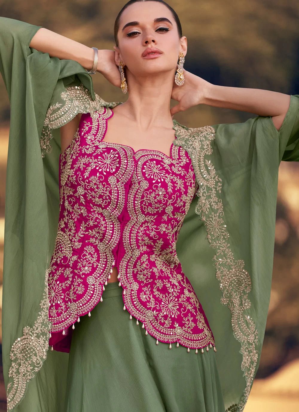 Gorgeous Pink & Green SYPP - Indian Dress House 786