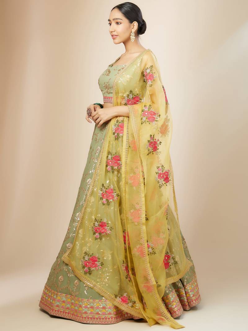 Gorgeous Pista Floral & Yellow ZLC - Indian Dress House 786