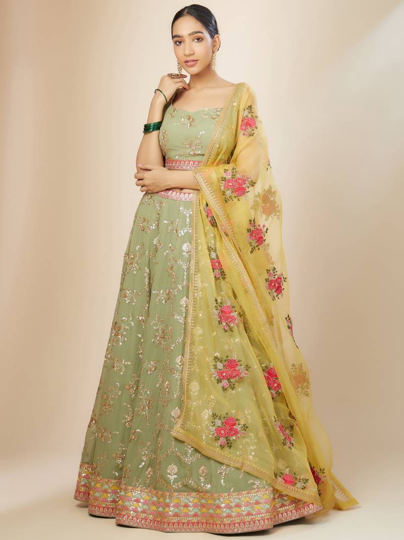 Gorgeous Pista Floral & Yellow ZLC - Indian Dress House 786