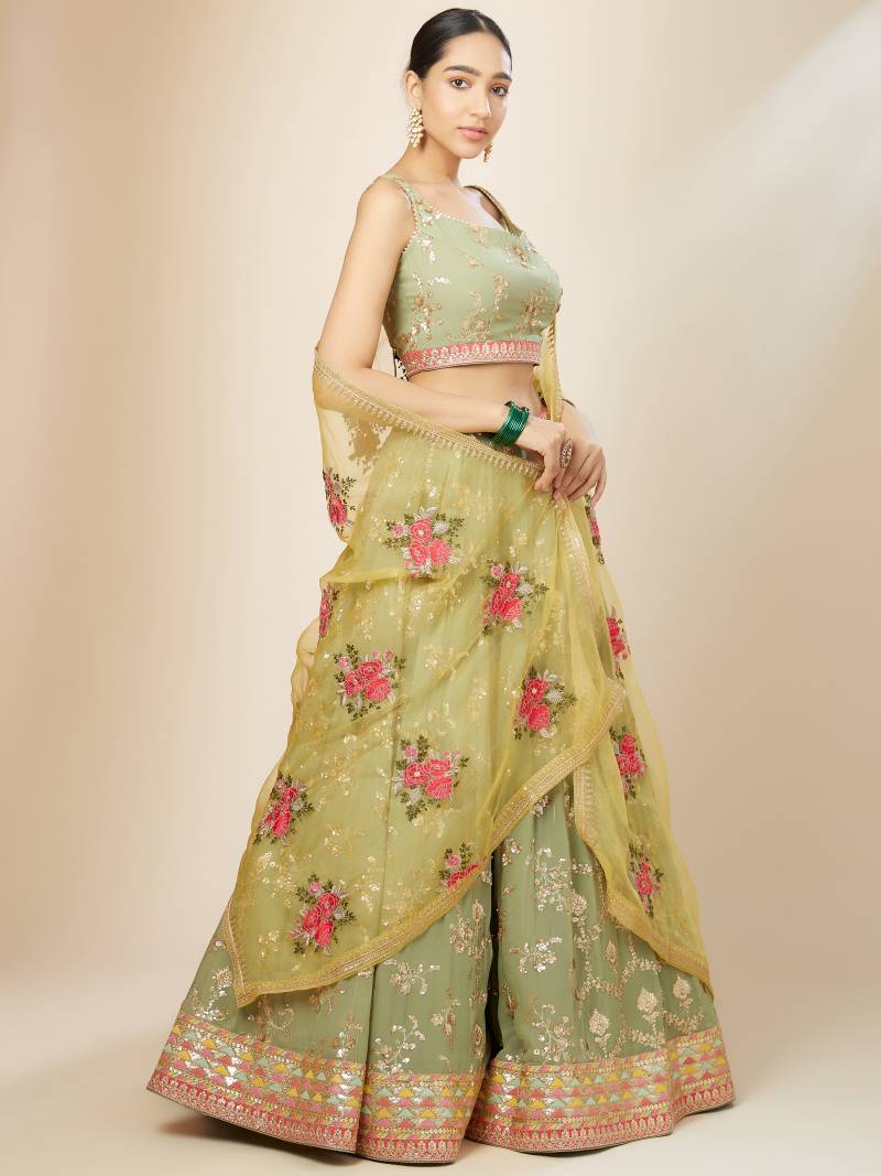 Gorgeous Pista Floral & Yellow ZLC - Indian Dress House 786