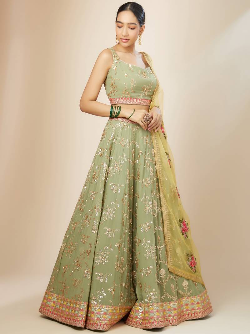 Gorgeous Pista Floral & Yellow ZLC - Indian Dress House 786