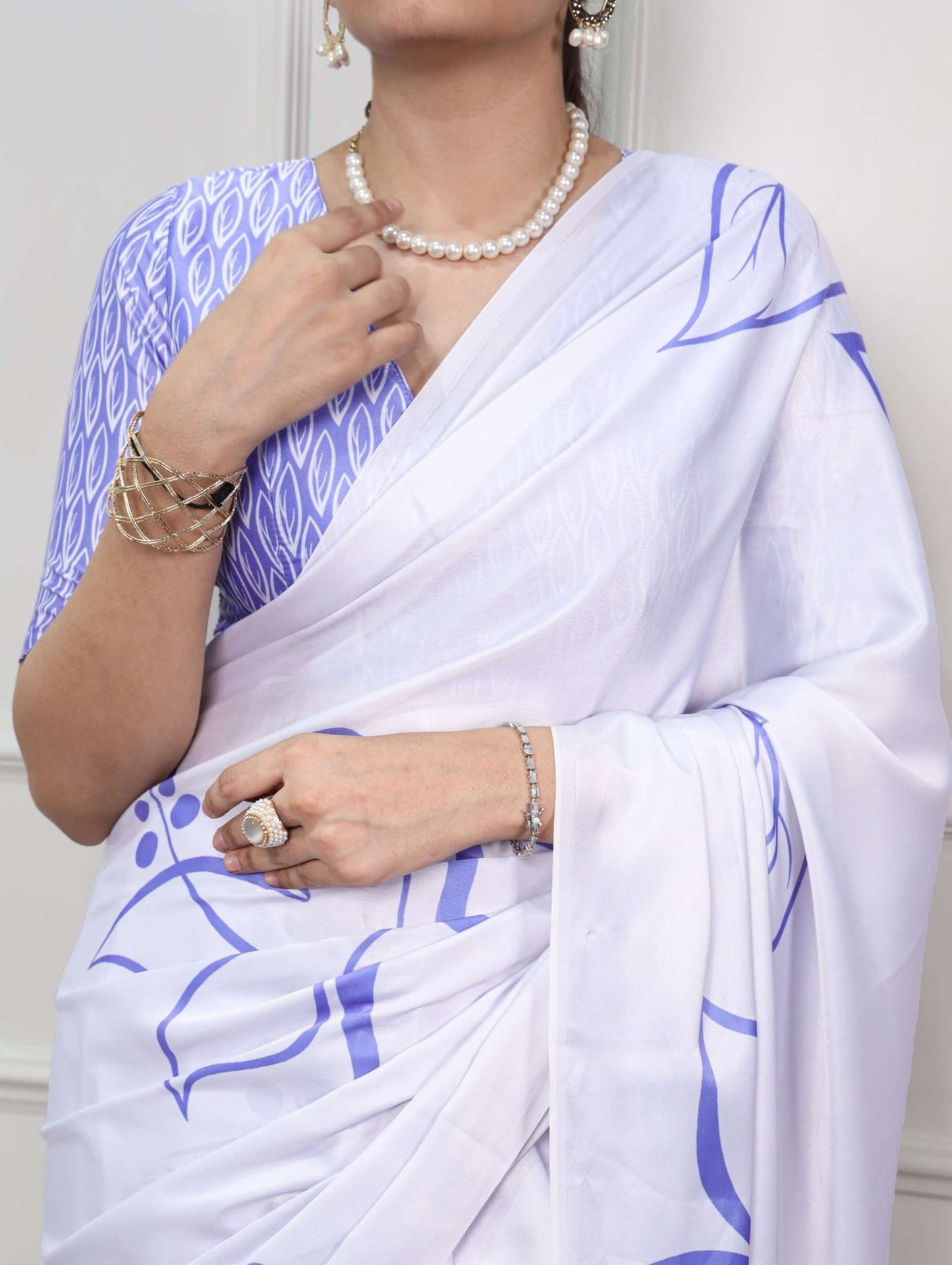 Gorgeous Soft Blue Floral Abs YNF Saree - Indian Dress House 786