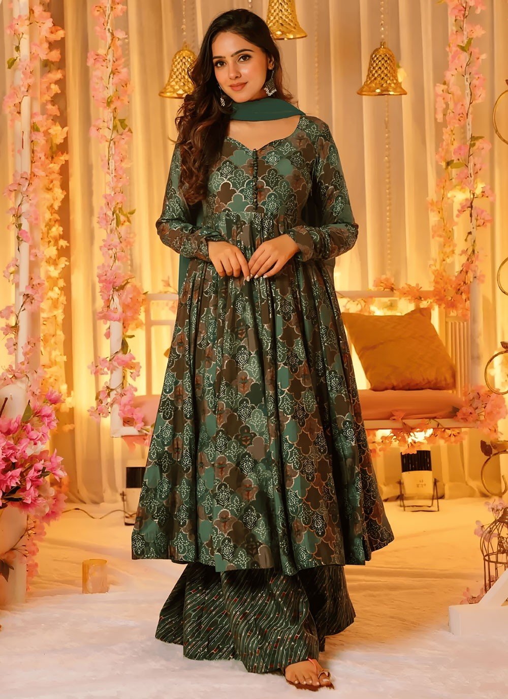 Green & Brown LC VYM 1005 FVD - Indian Dress House 786