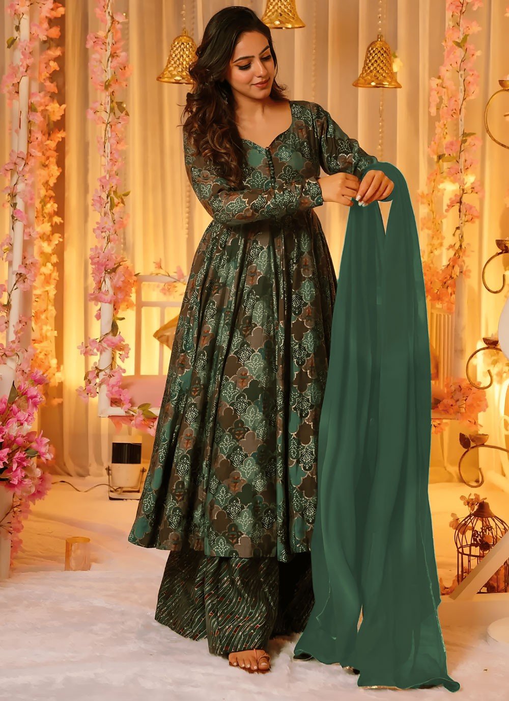 Green & Brown LC VYM 1005 FVD - Indian Dress House 786