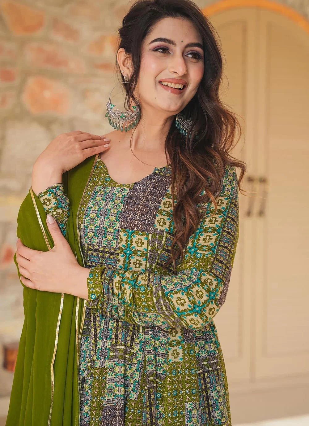 Green Multi Color Digital Print LC 1905 FVD - Indian Dress House 786