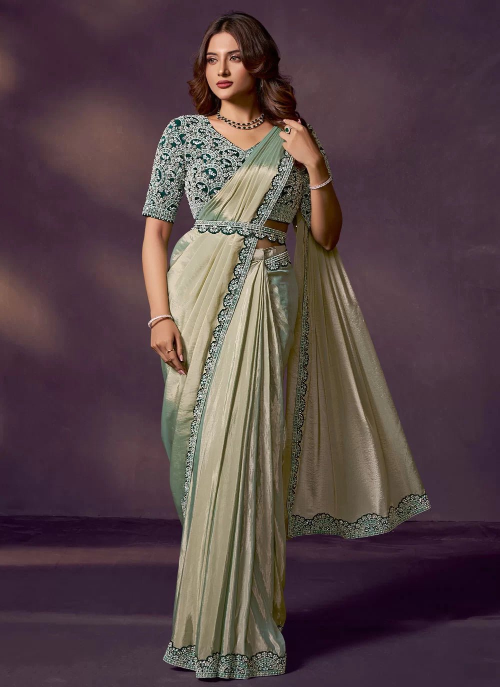 Metallic Green MHC SAREE - Indian Dress House 786