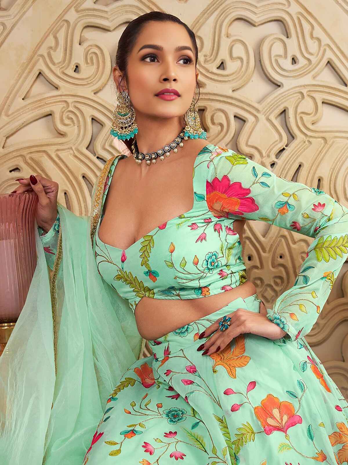 Mint Floral Green ZLC - Indian Dress House 786