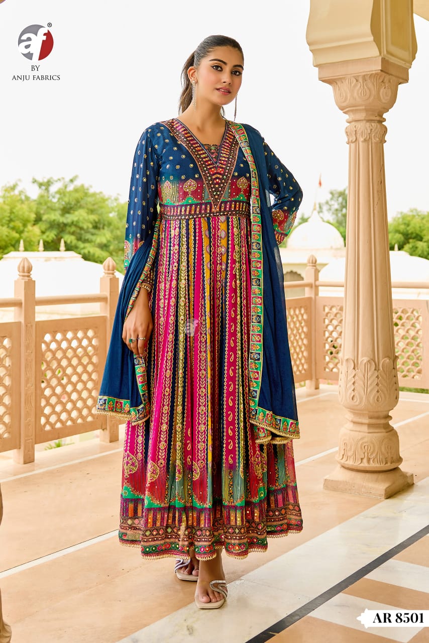 Multi Color & Blue ANJ 8501 FVD - Indian Dress House 786