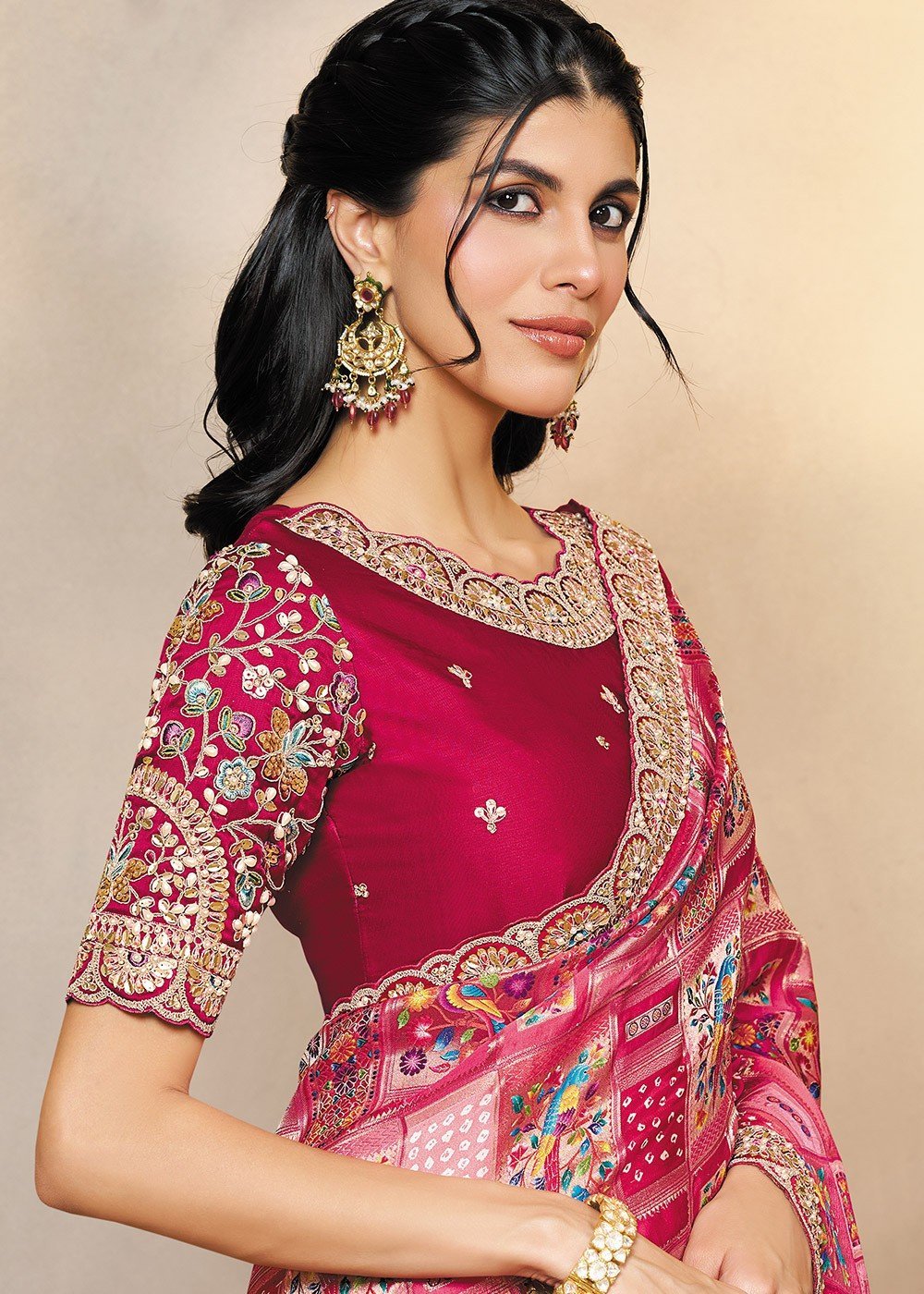 Pink Jacquard MHR Saree - Indian Dress House 786