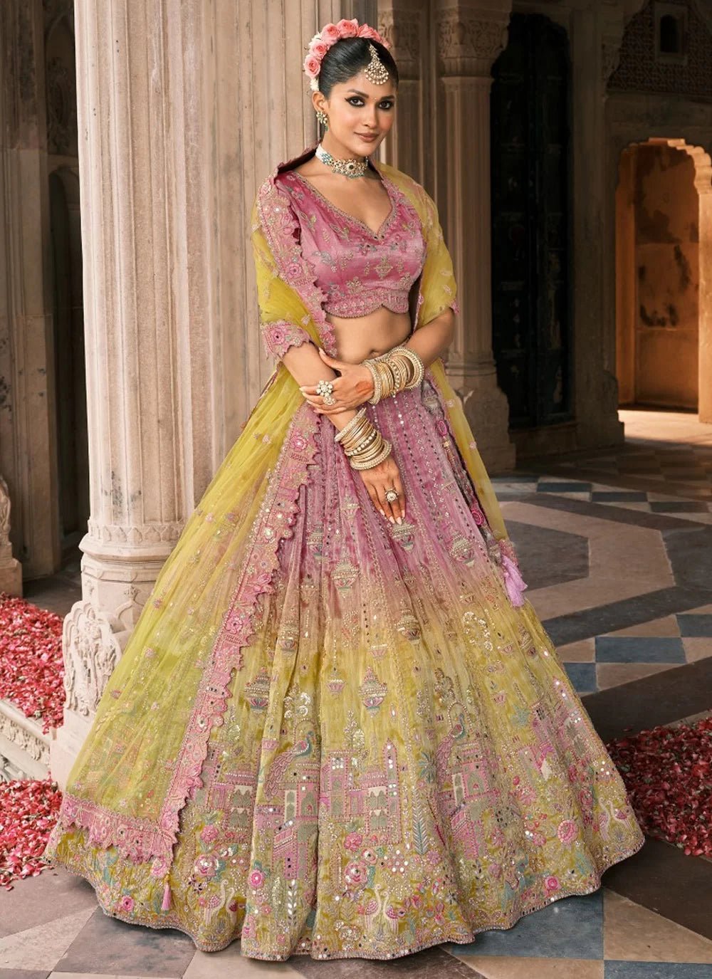 Pink & Yellow ABCL - Indian Dress House 786