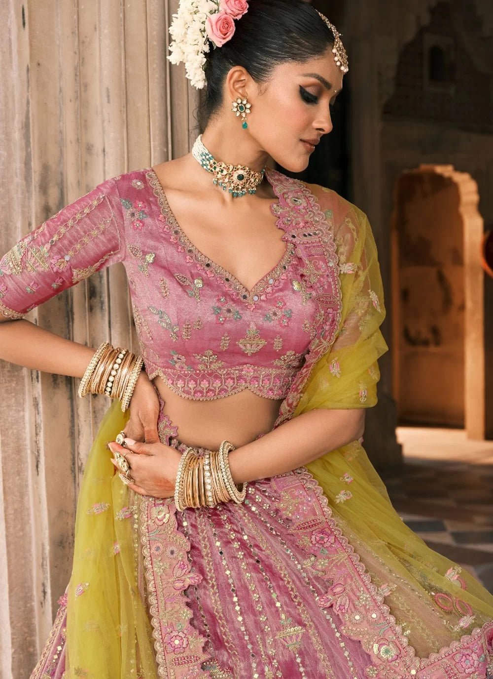 Pink & Yellow ABCL - Indian Dress House 786