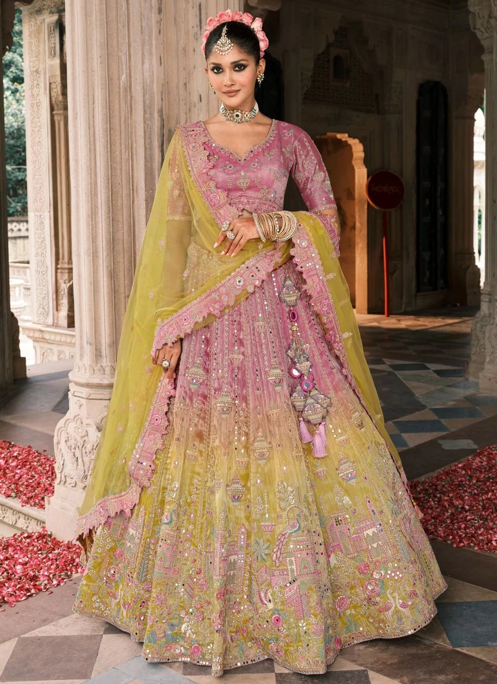 Pink & Yellow ABCL - Indian Dress House 786