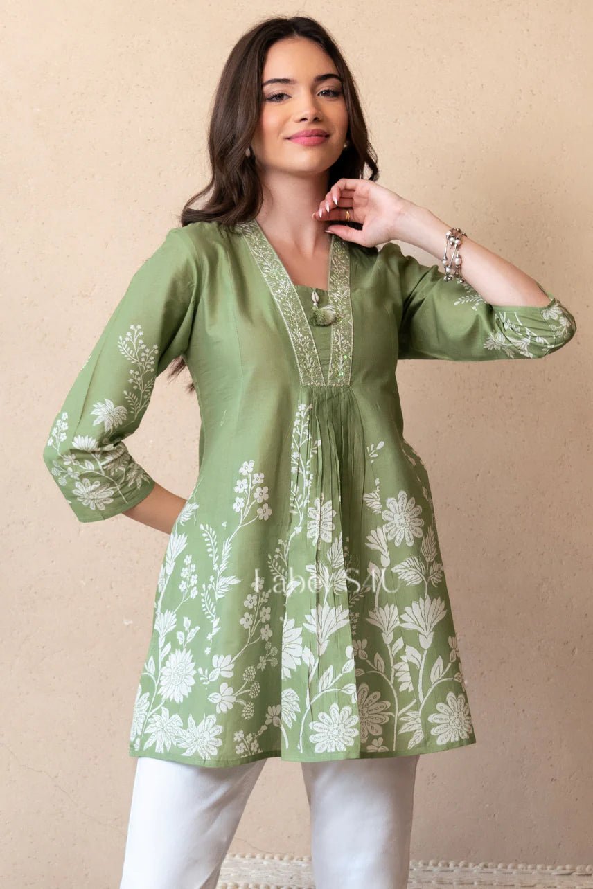 Pista Green Floral WD06 FVD - Indian Dress House 786