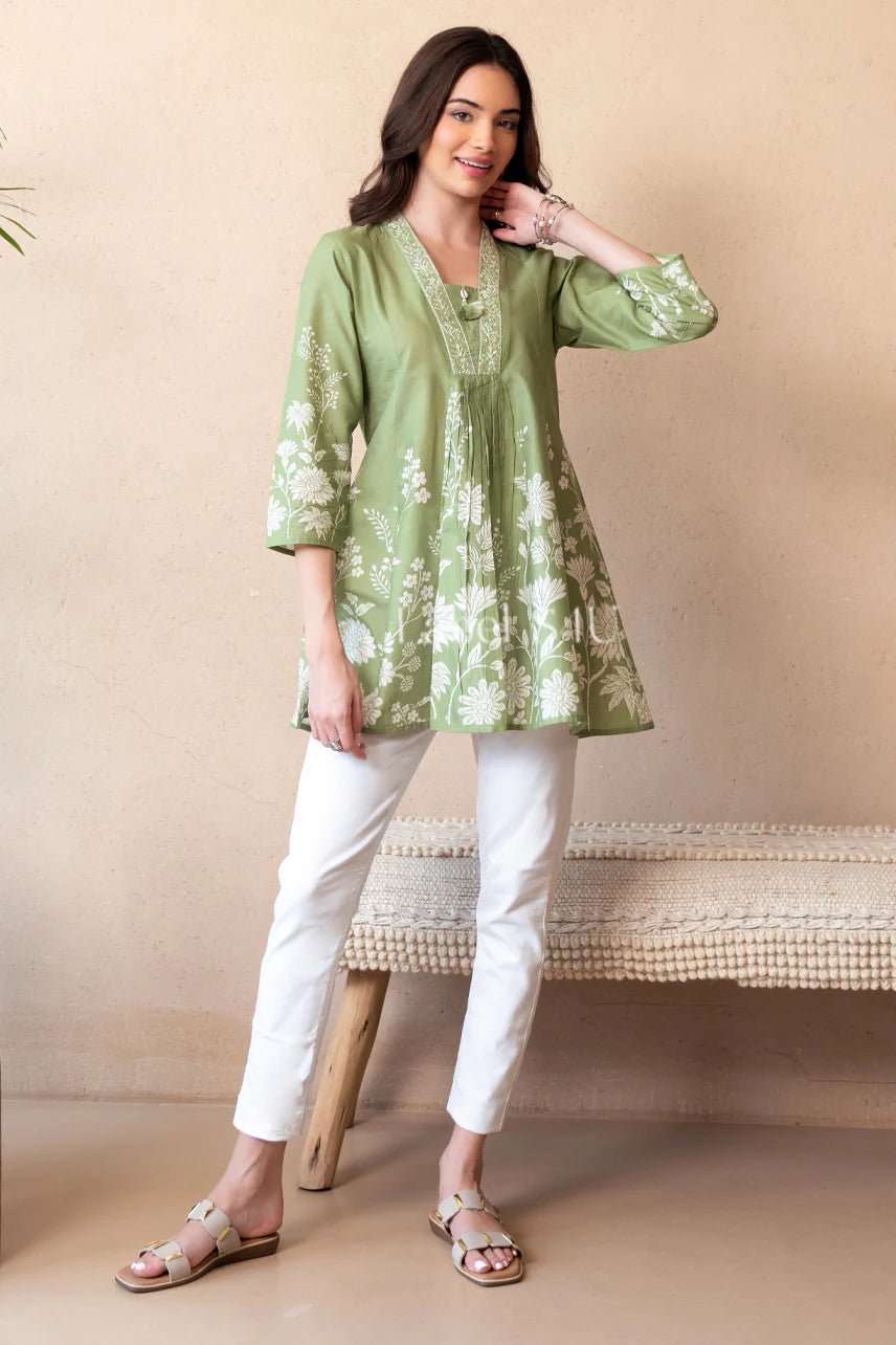 Pista Green Floral WD06 FVD - Indian Dress House 786