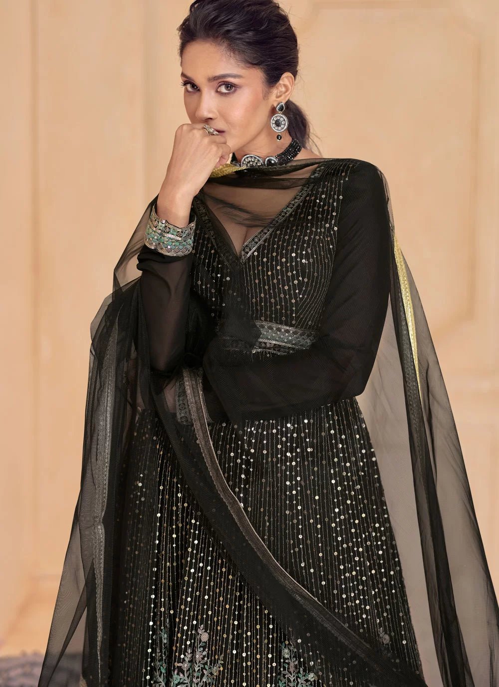 Ravishing Black Floral SAJ - Indian Dress House 786