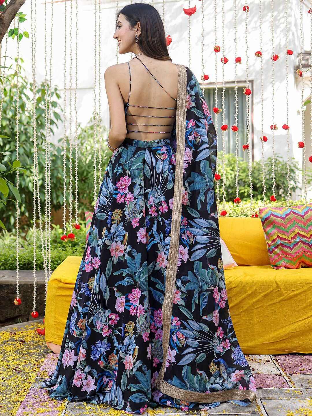 Ravishing Floral Black & MC JGL - Indian Dress House 786