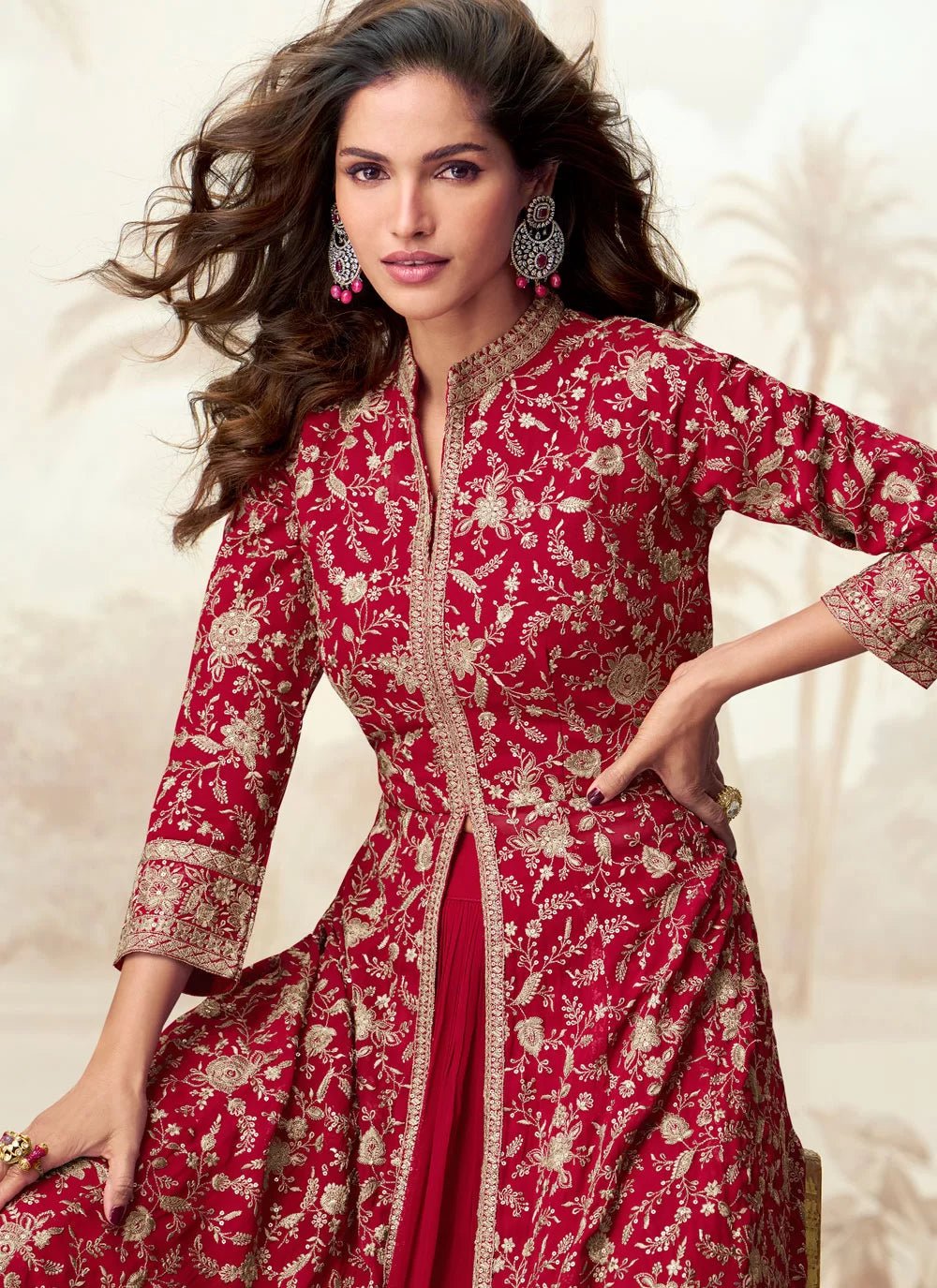 Ravishing Floral Red ASV - Indian Dress House 786