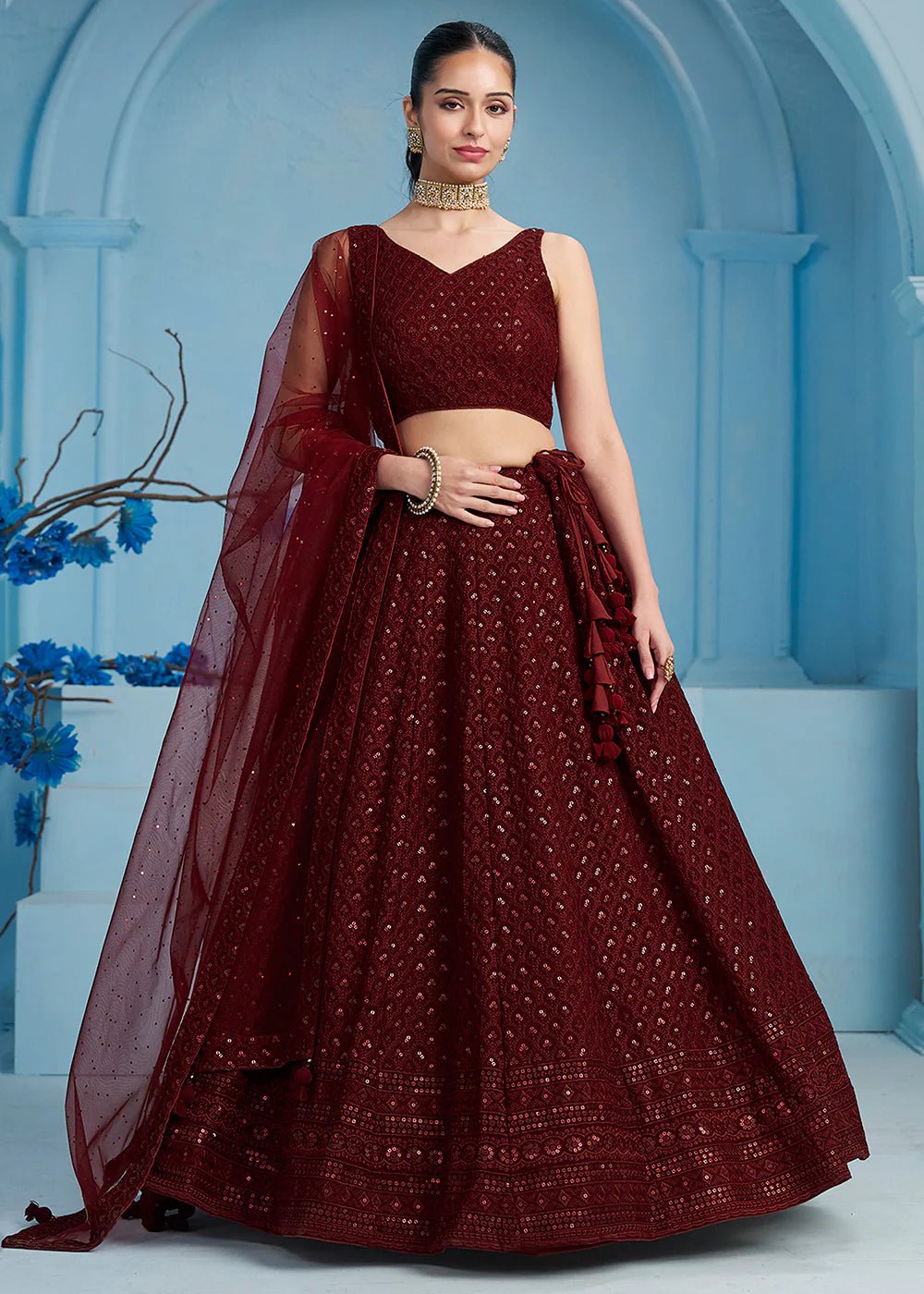 Ravishing Maroon ZFL - Indian Dress House 786