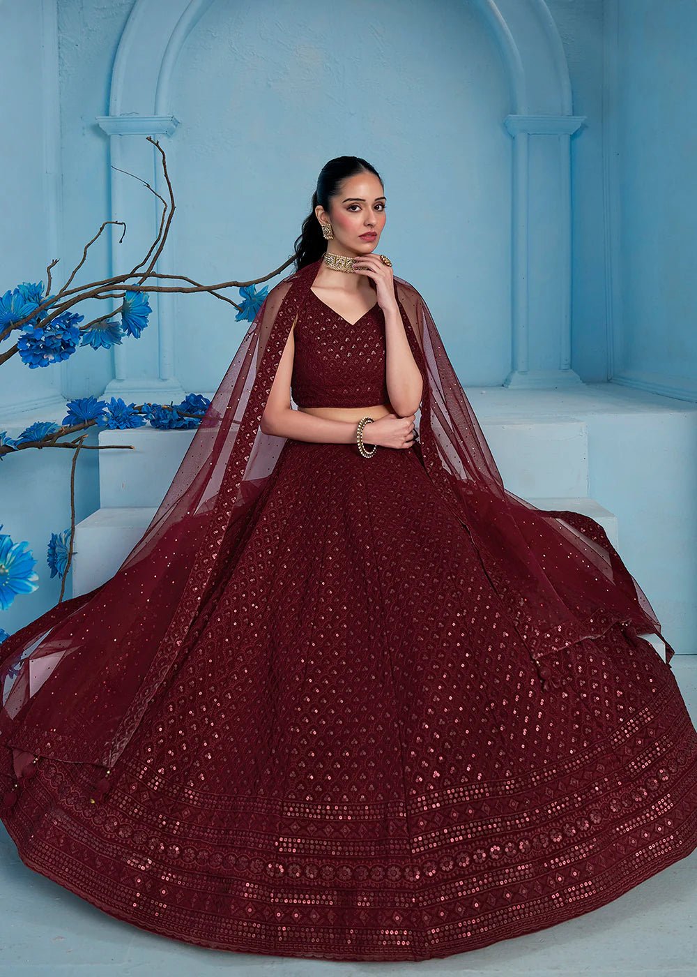 Ravishing Maroon ZFL - Indian Dress House 786