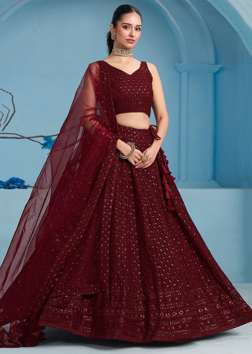 Ravishing Maroon ZFL - Indian Dress House 786