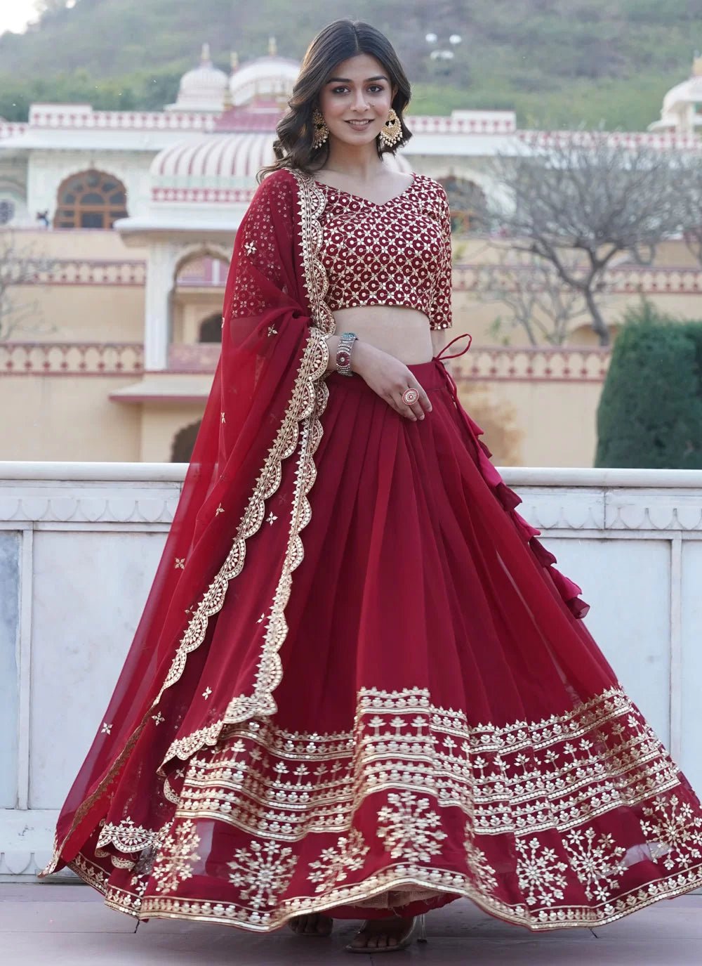 Ravishing Red ANM Lengha - Indian Dress House 786