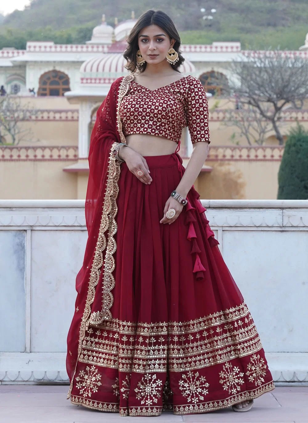 Ravishing Red ANM Lengha - Indian Dress House 786