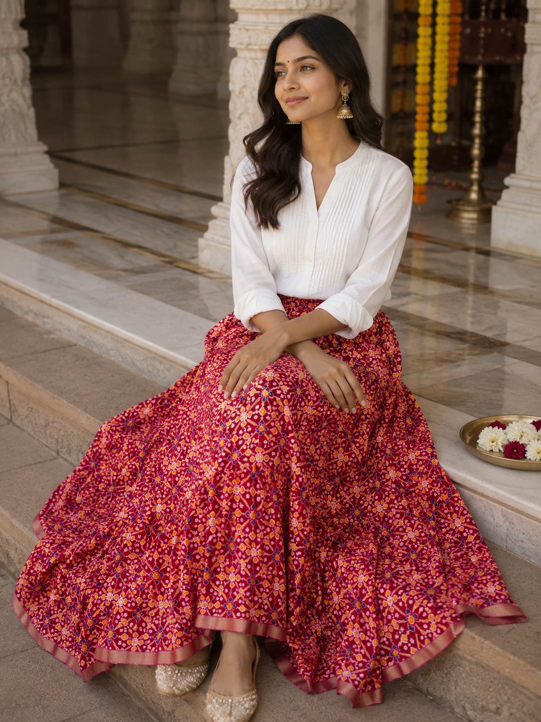 Stylish Red Geo Printed Skirts