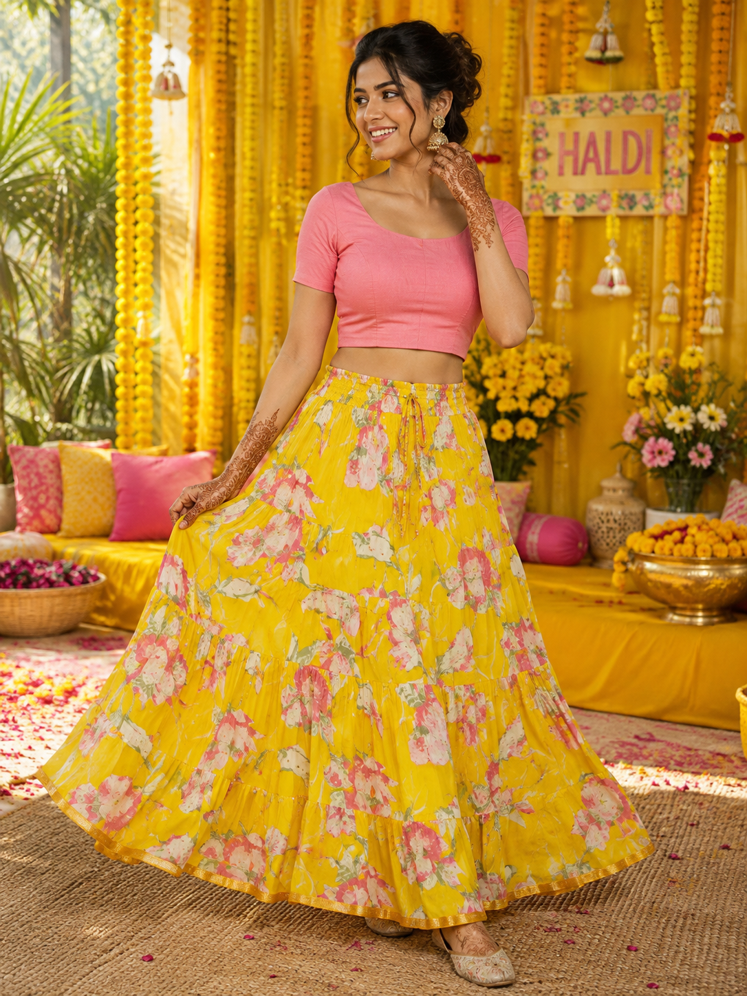 Stunning Yellow Floral Skirts