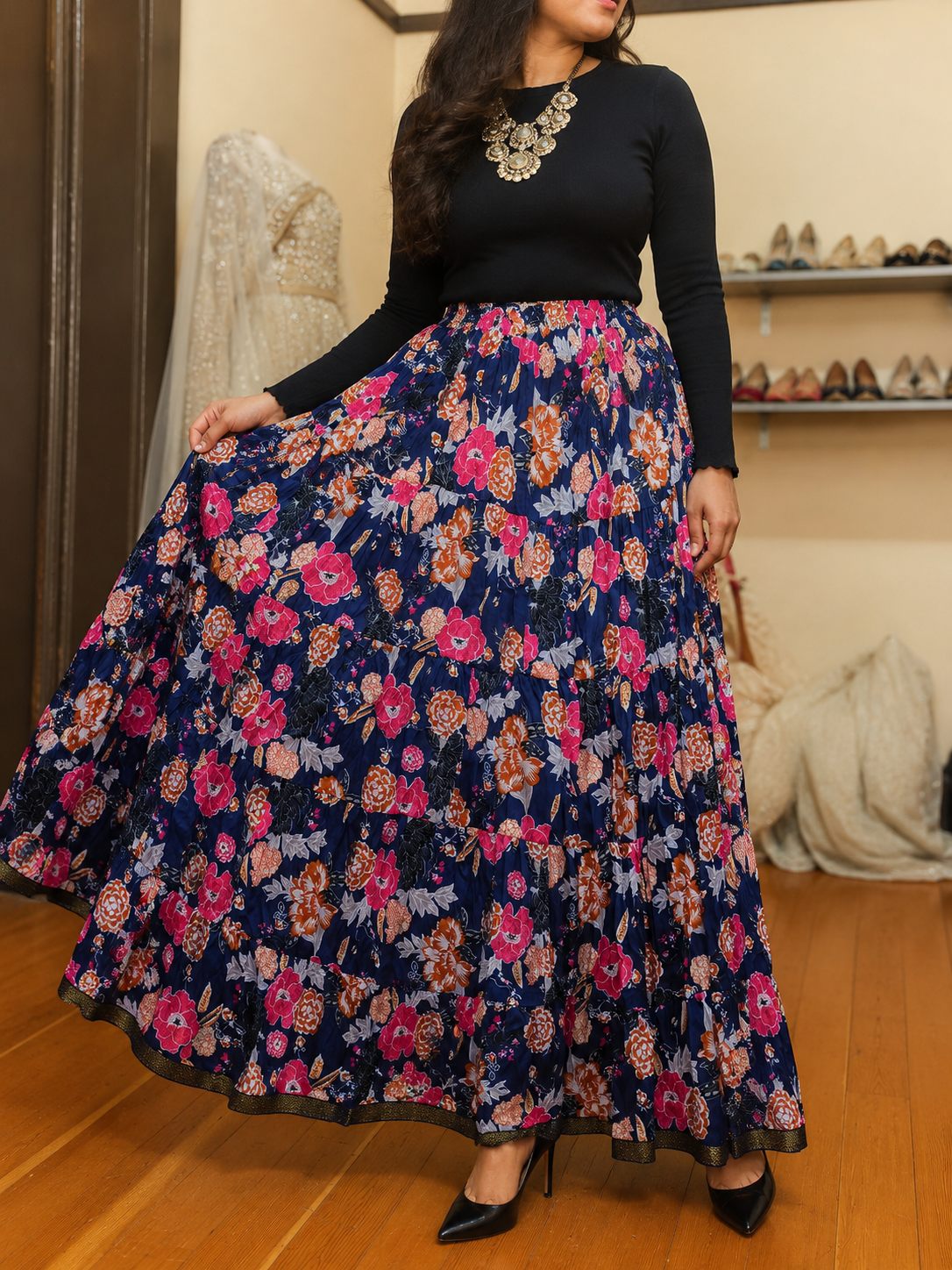 Floral Blue & Pink Skirts