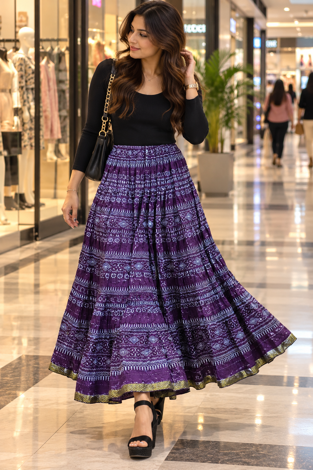 Stylish Purple Patterned Skirts