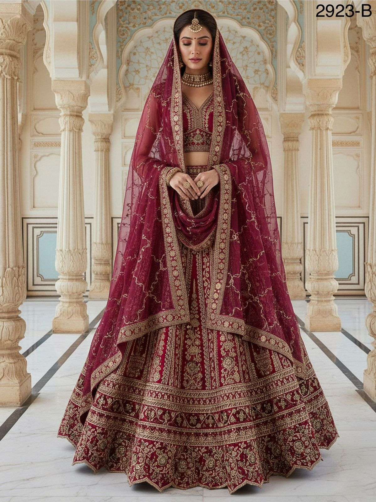 Royal Red Bridal Lengha - Indian Dress House 786