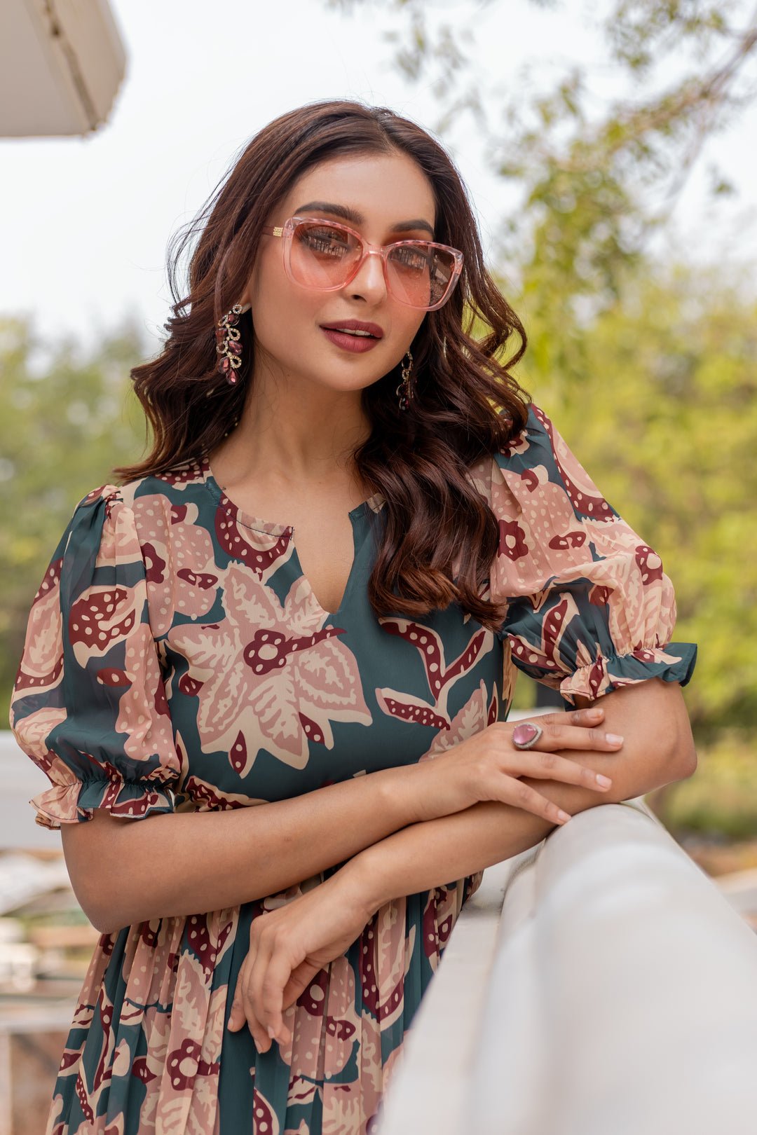 Rustic Floral Grey & Beige 489 MSK - Indian Dress House 786