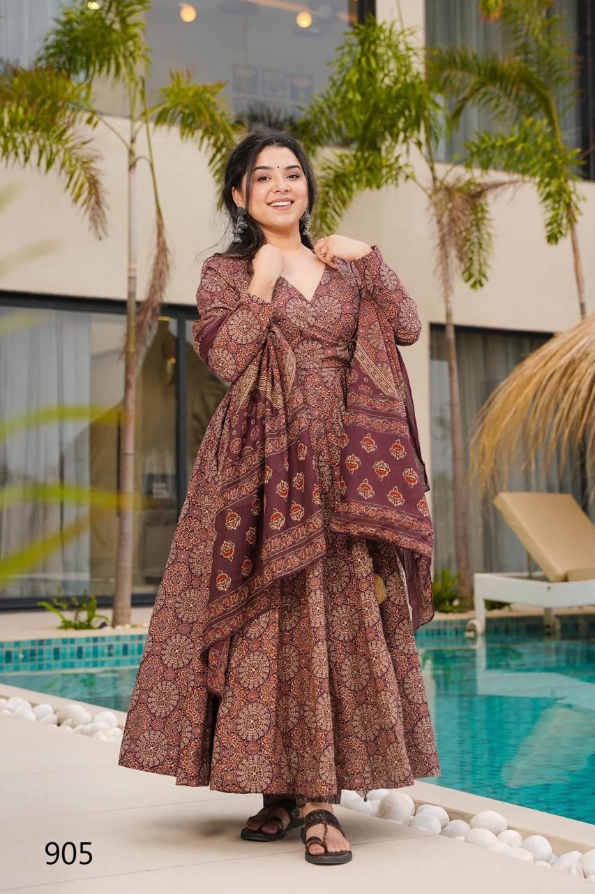 Rusty Mandala Floral LC 905 FVD - Indian Dress House 786
