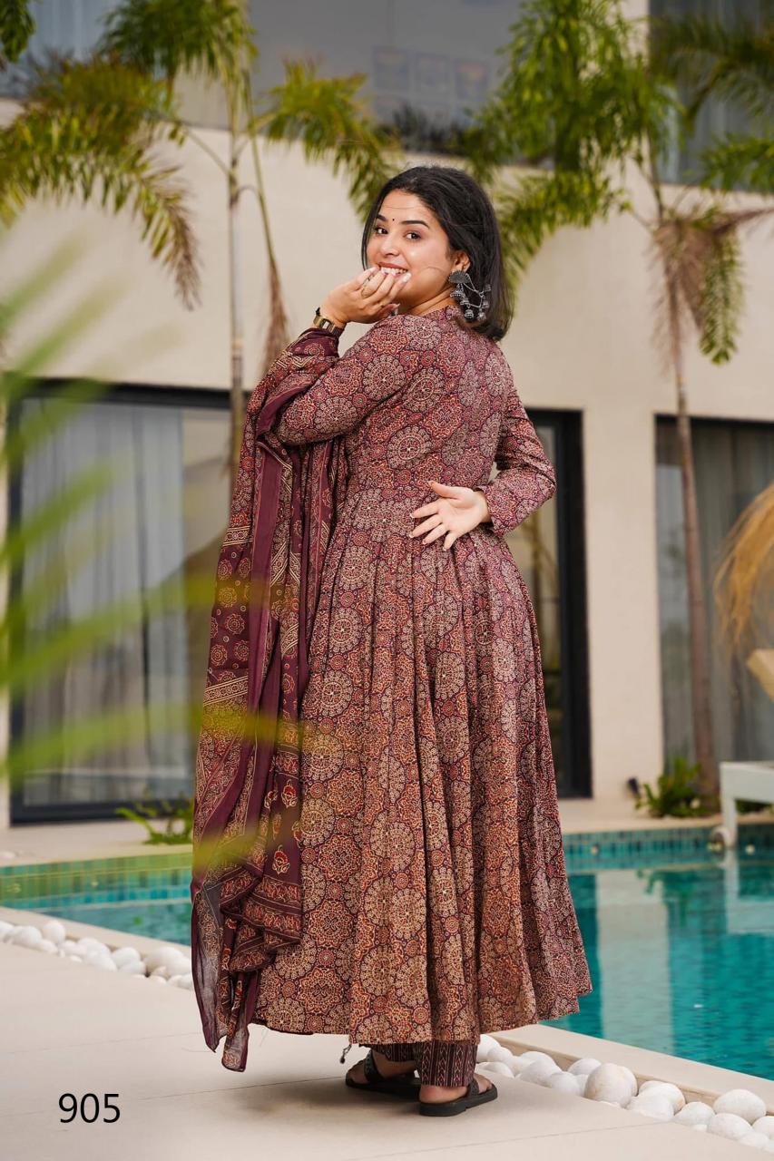 Rusty Mandala Floral LC 905 FVD - Indian Dress House 786
