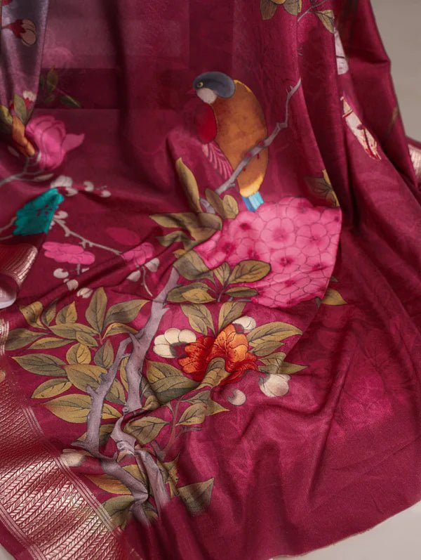 Sea Green Floral T YNF Saree - Indian Dress House 786