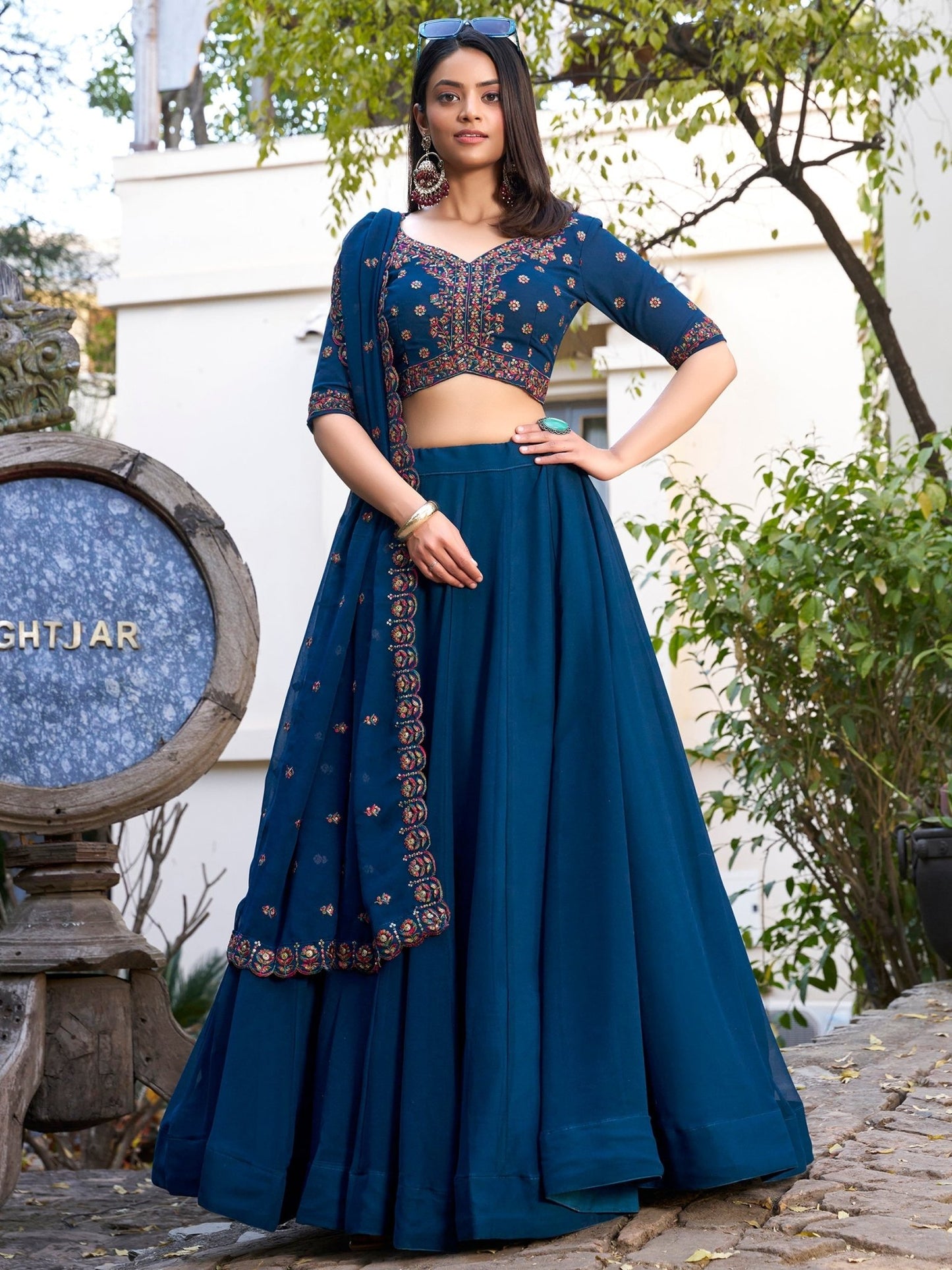 Simple yet Elegant Blue Floral ZLC - Indian Dress House 786