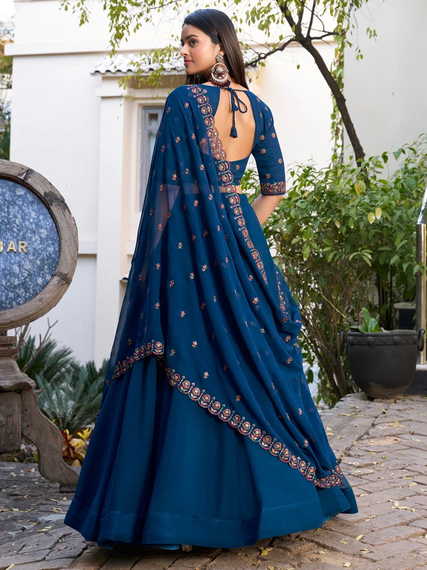 Simple yet Elegant Blue Floral ZLC - Indian Dress House 786