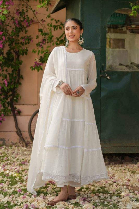 Soft Elegant White T224 FVD - Indian Dress House 786