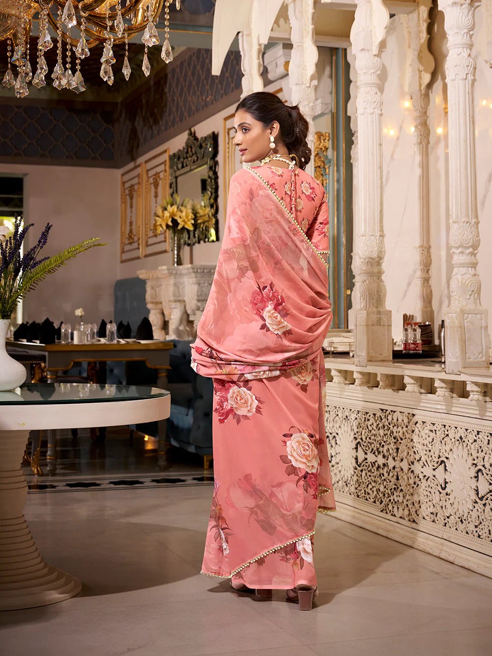 Soft Peach - Orange Grace YF Saree - Indian Dress House 786