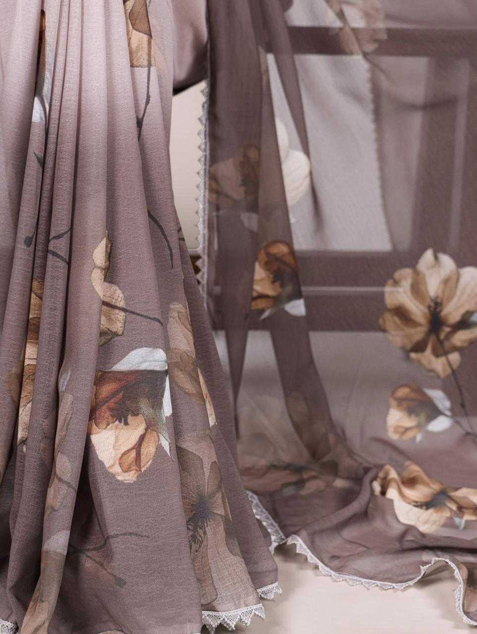 Soft Two Tone Coffee Floral YNF Saree - Indian Dress House 786