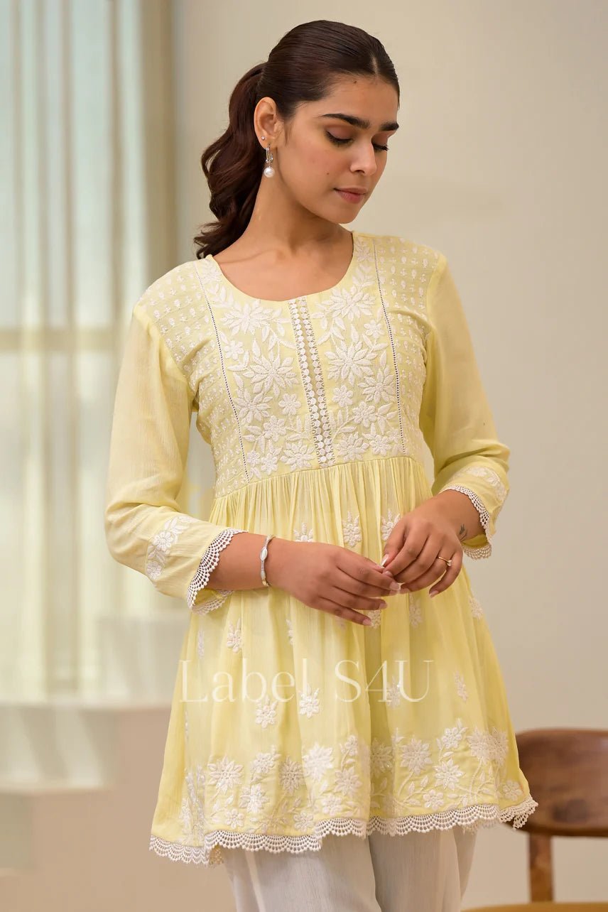 Soft Yellow Floral S4USD FVD - Indian Dress House 786