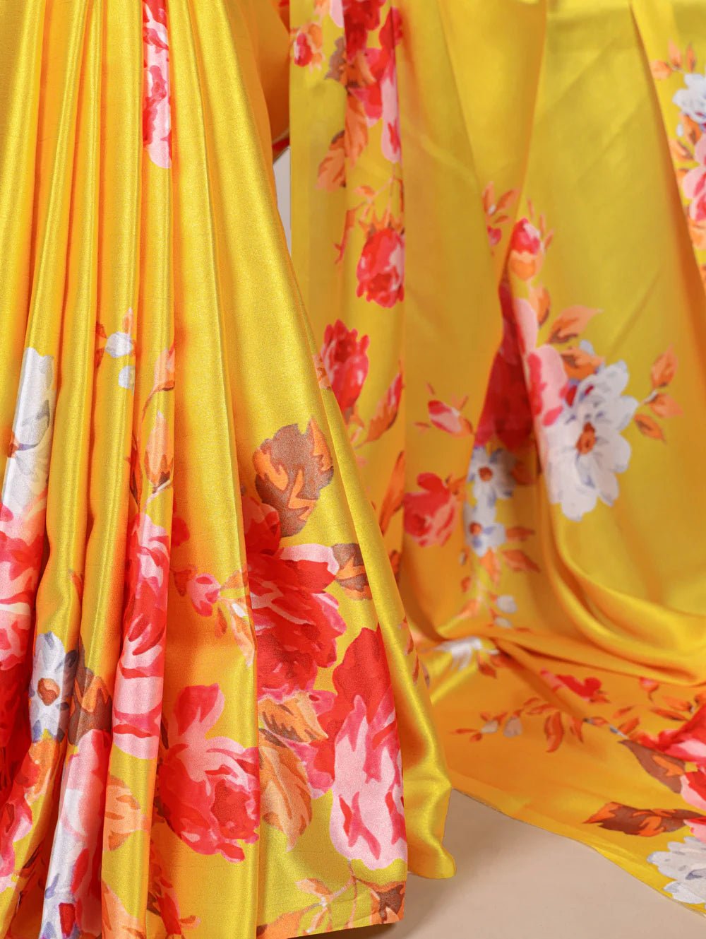 Striking Yellow Floral YF Saree - Indian Dress House 786