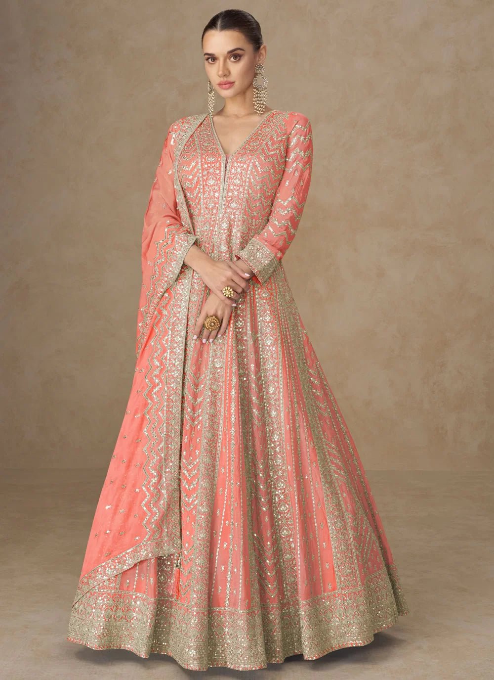 Stunning Baby Peach ASA - Indian Dress House 786