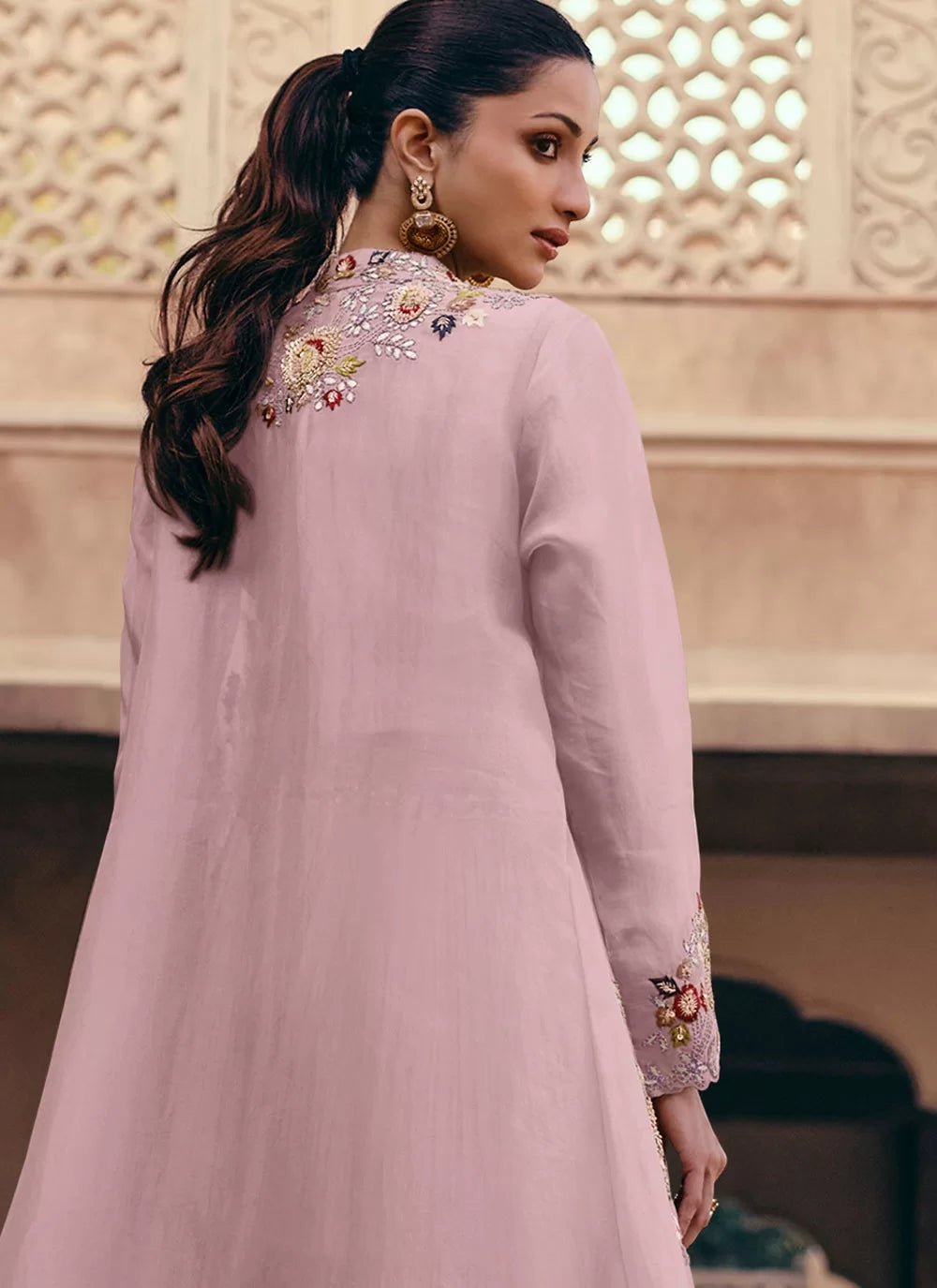 Stunning Baby Pink Floral SMJ - Indian Dress House 786
